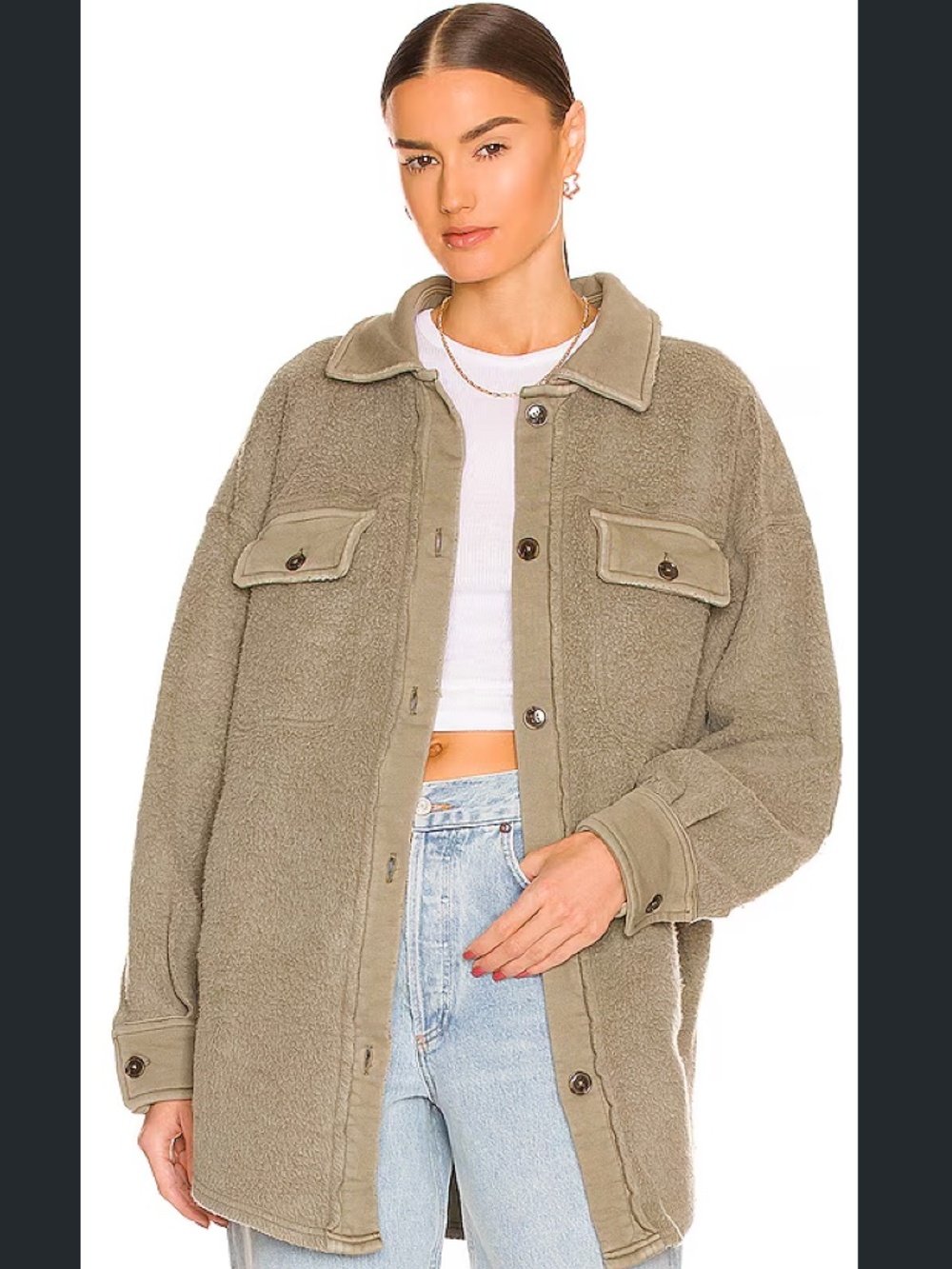 Free People Ruby Jacket in Dirt Olive SMALL